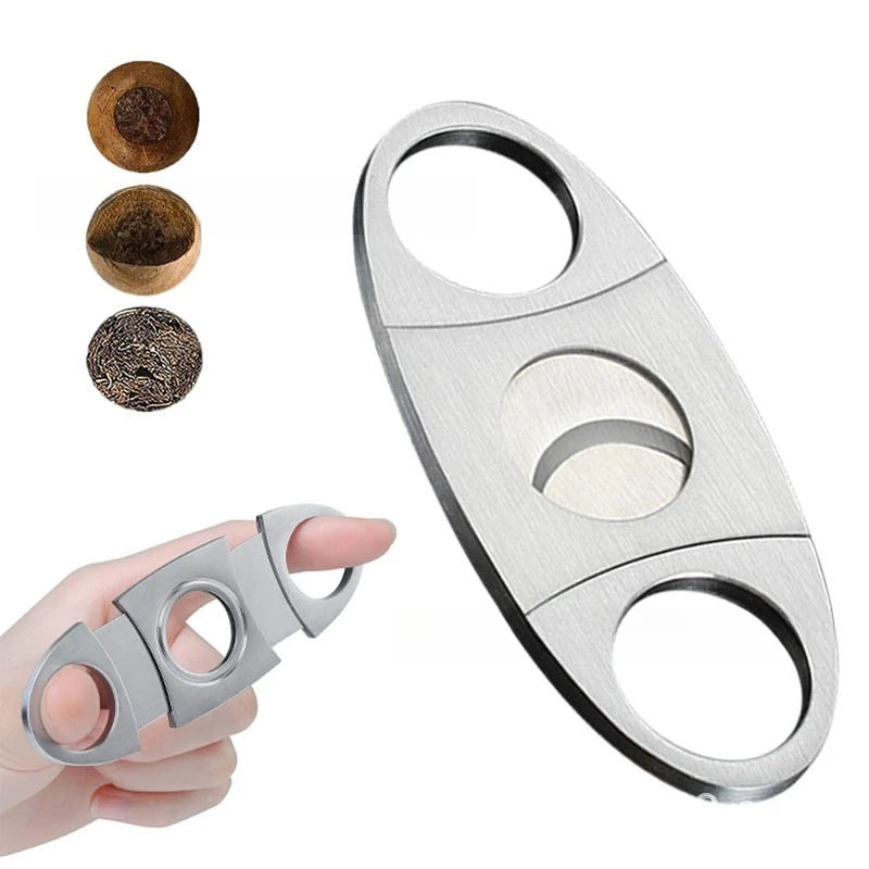 2026 New Stainless Steel Cigar Cutter Pocket Zigarren Double Blades Smoking Cutting Accessories Tool Wholesale Factory