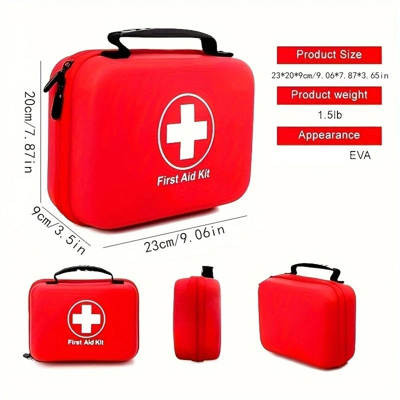 252pcs Home Office First Aid Kit Portable Emergency Bag, Red Survival Carry-On for Outdoor Activities, Camping, Hunting, Hiking