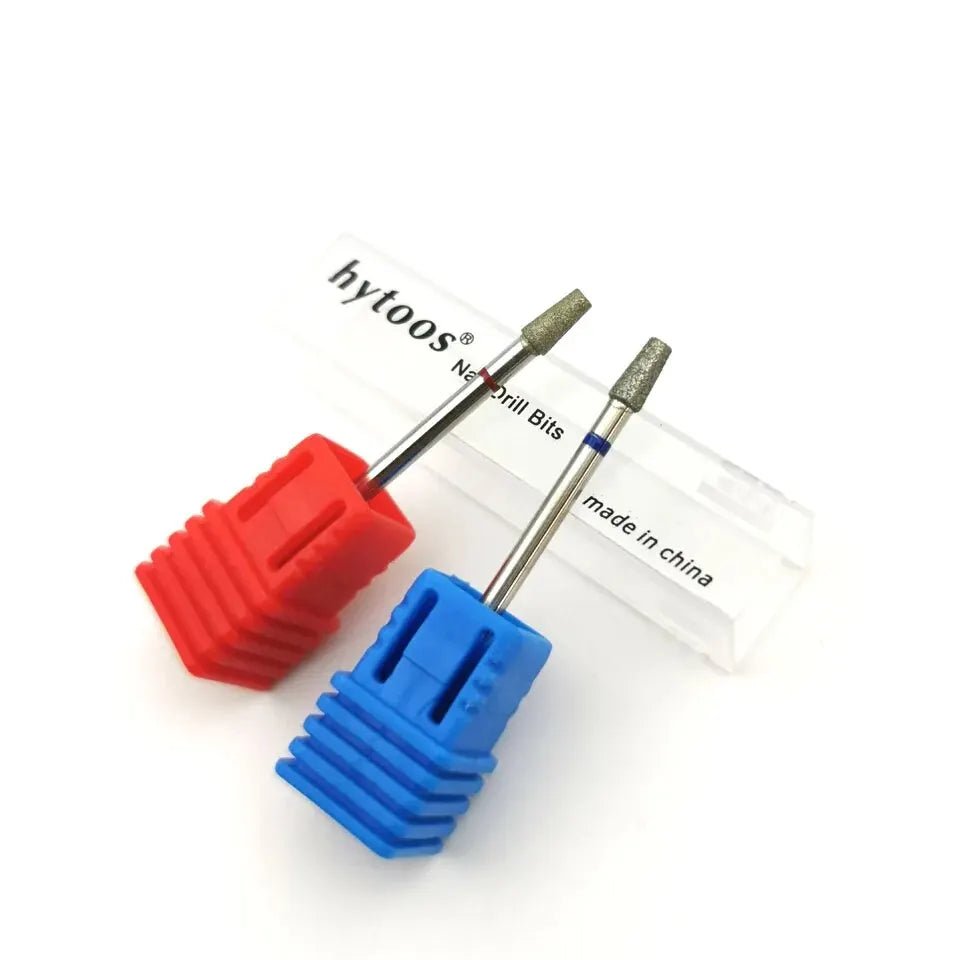 HYTOOS Tapered Nail Drill Bits Diamond Cuticle Clean Burr Russian Mills Electric Manicure Drills Nails Accessories