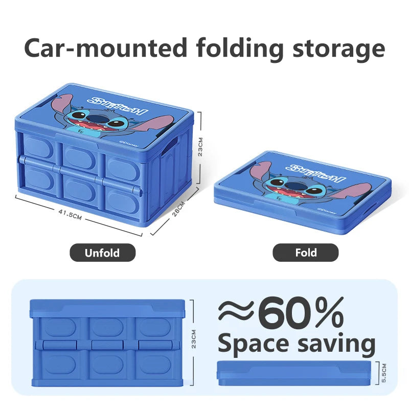 Stitch Car Trunk Storage Box Folding Luggage Organizer for Outdoor Camping Home Supermarket - Space Saving Solution