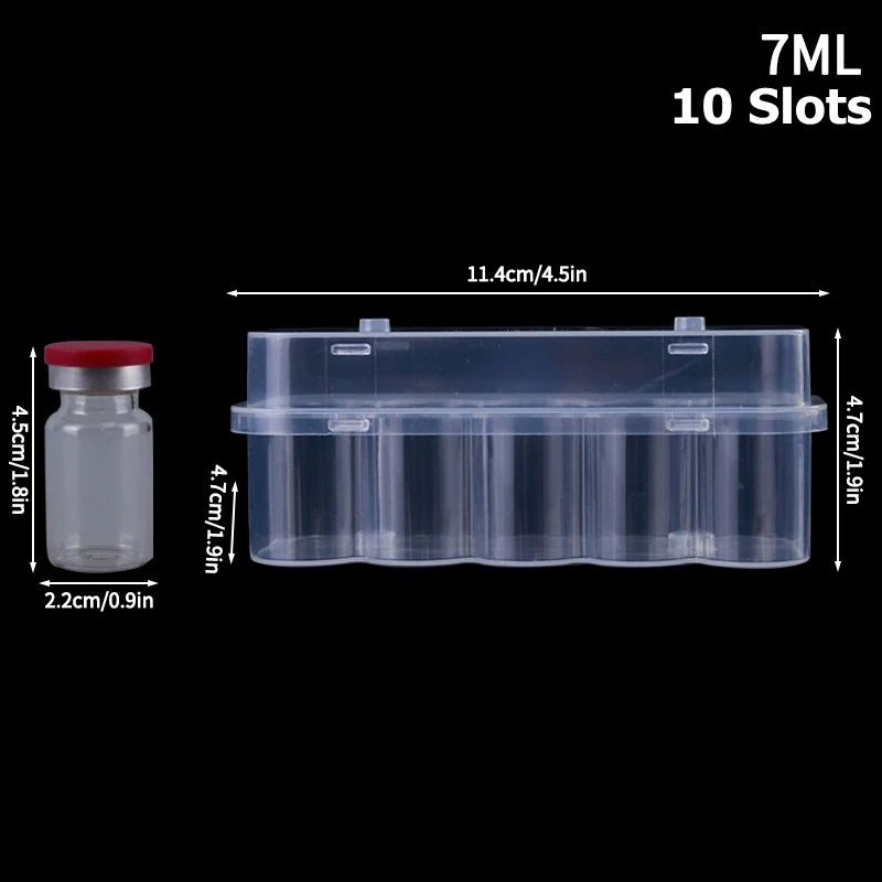 3/5/7/10ML Vial Storage Box 2/10/24 Grids Peptide Freezer Tube Container Refrigerator Organizer Plastic 3ml Vial Box Stackable