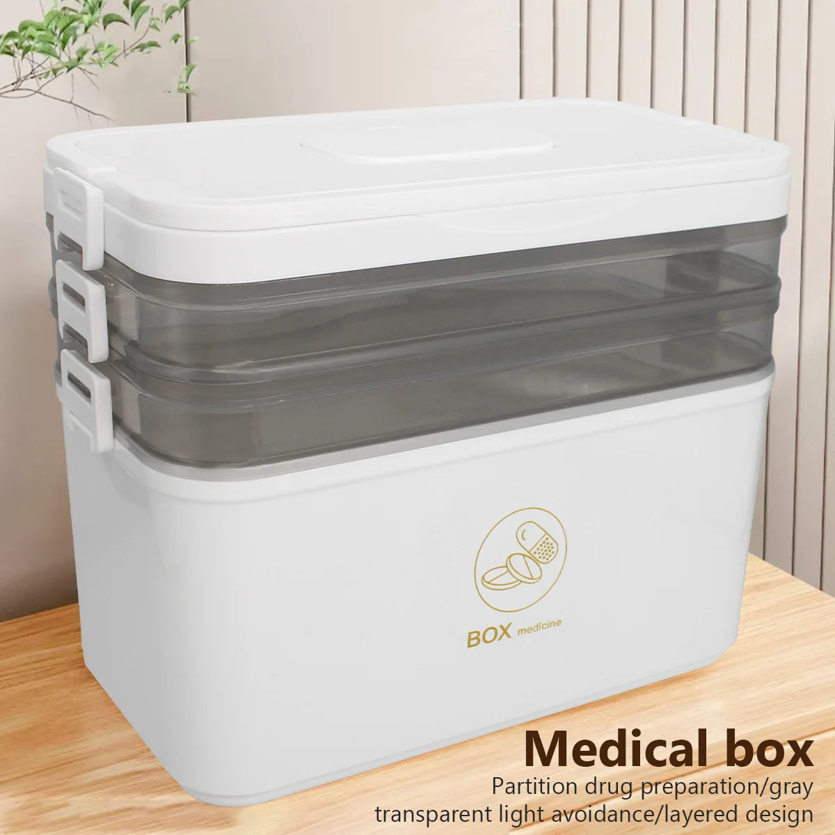 YX Large-Capacity Multi-Tier Stackable Storage Box Practical Portable Home First Aid Emergency Kit with Transparent Lid and Handles Organizer for Pills Crafts Hair Accessories Cosmetics Small Items Kitchen Bathroom Office Dor