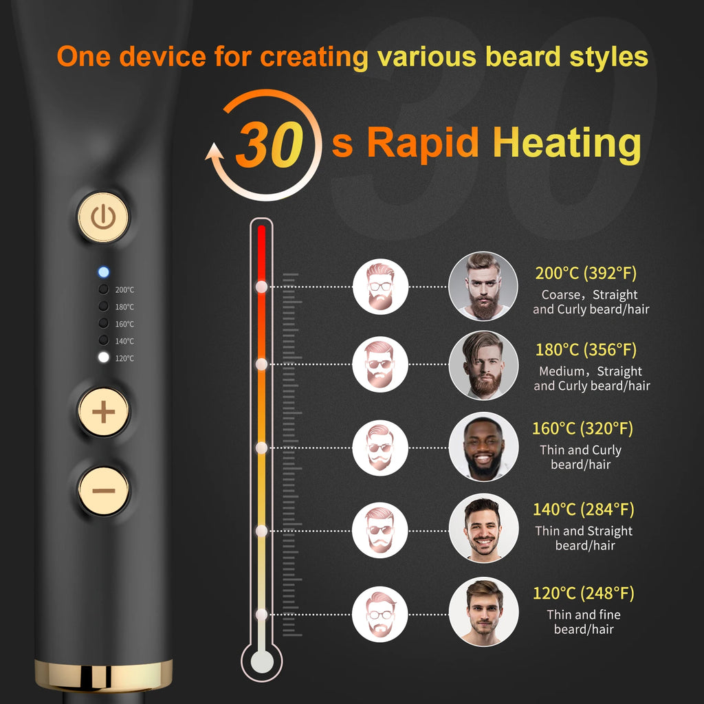 ANLAN Beard Hair Straightening Brush Hot Heated Comb Men Beard Multifunctional Straightener Ceramic Comb Quick Hair Styler