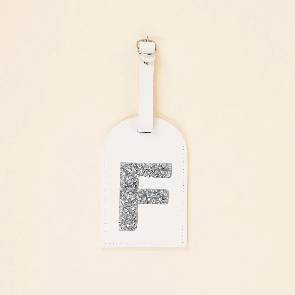 A-Z Rhinestone Monogram Leather Luggage Tag Suitcase Label Baggage Boarding Bag Tags Name ID Address Holder Travel Accessorie