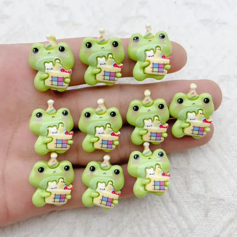 10pcs Cartoon Frog Set Resin DIY Jewelry Accessories Phone Case Water Cup Refrigerator Patch Hair Clip Hair Accessories Material
