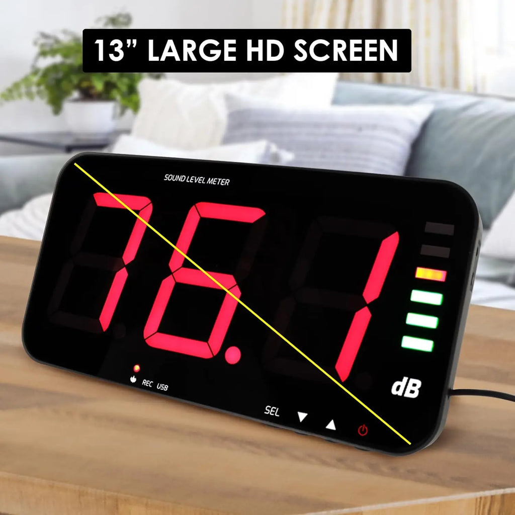 Wall-Mounted Sound Level Meter 30-130dB LED Digital Decibel Noise Tester Sound Light Alarm USB Data Logger for Bar Factor