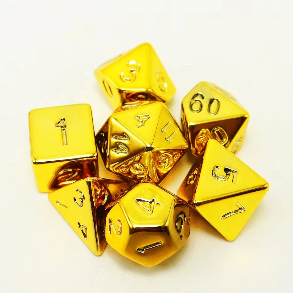 7pcs electroplated gold set, the overall electroplating is very cool, game accessories dice, polyhedral dice, board game supplie