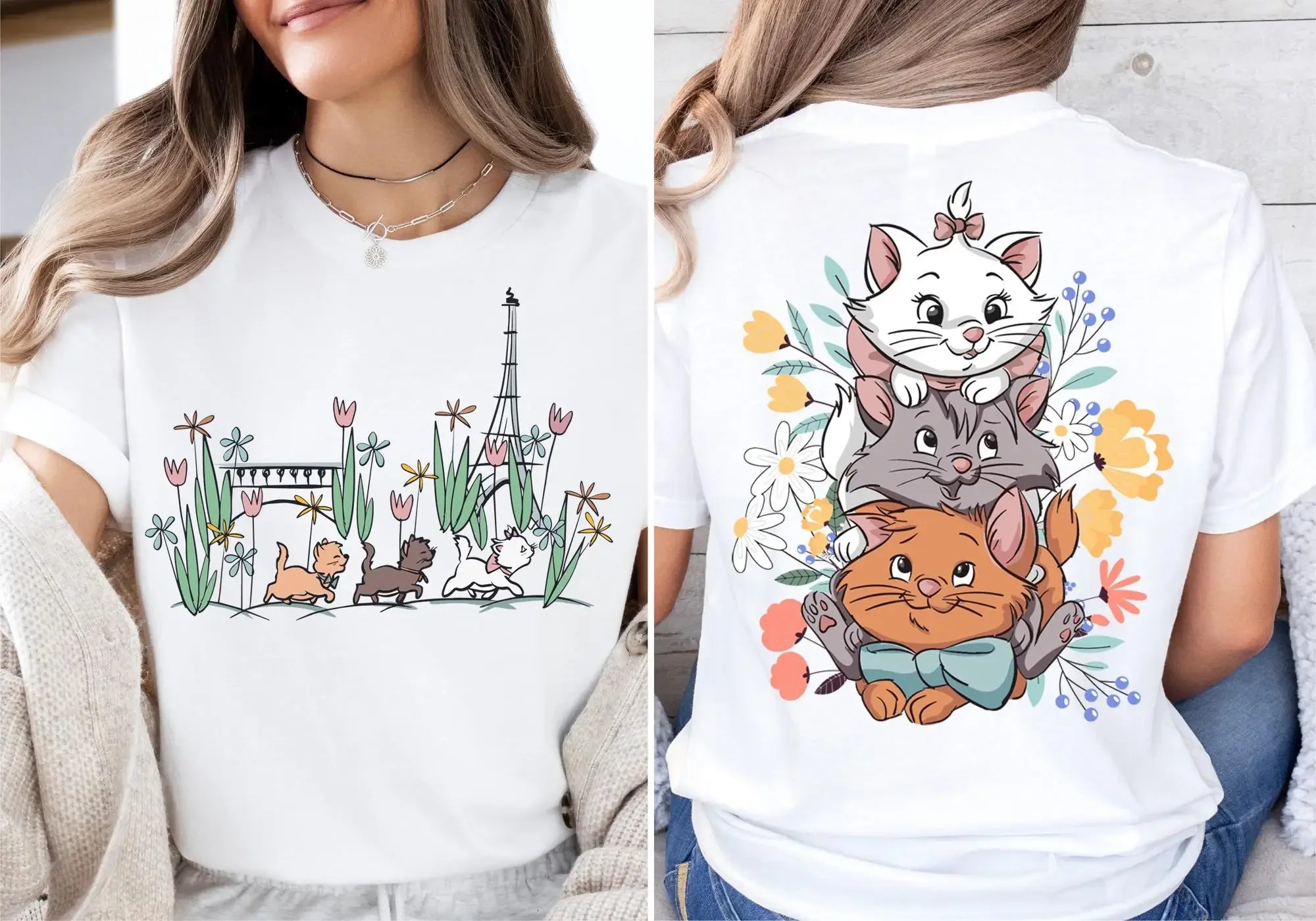 Y2K Street Fashion Casual Versatile Top Women Summer Cartoon New T-Shirt The Aristocats Shirt Marie Toulouse Berlioz Cats Tee