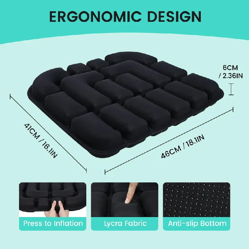 Adjustable Inflatable 3D Pressure Relief Air Cushion Ergonomic Seat Pad For Office Car Wheelchair Long Time Sitting Hip Support