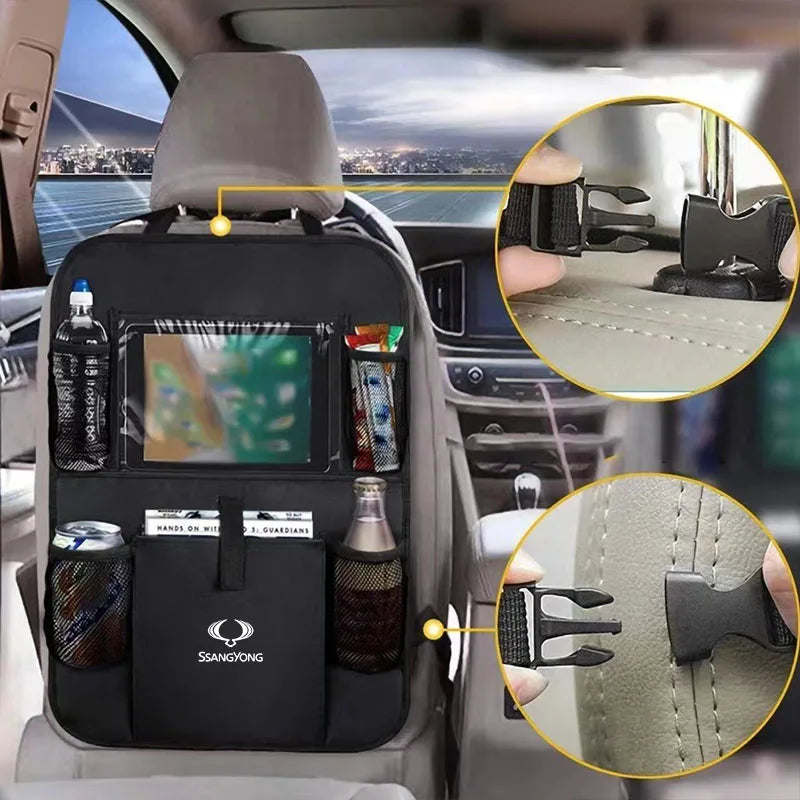 Car Back Multi Pocket Storage Bag for Ssangyong Actyon Rexton Korando Rodius Kyron Tivoli Musso XLV Stavic Turismo Accessories