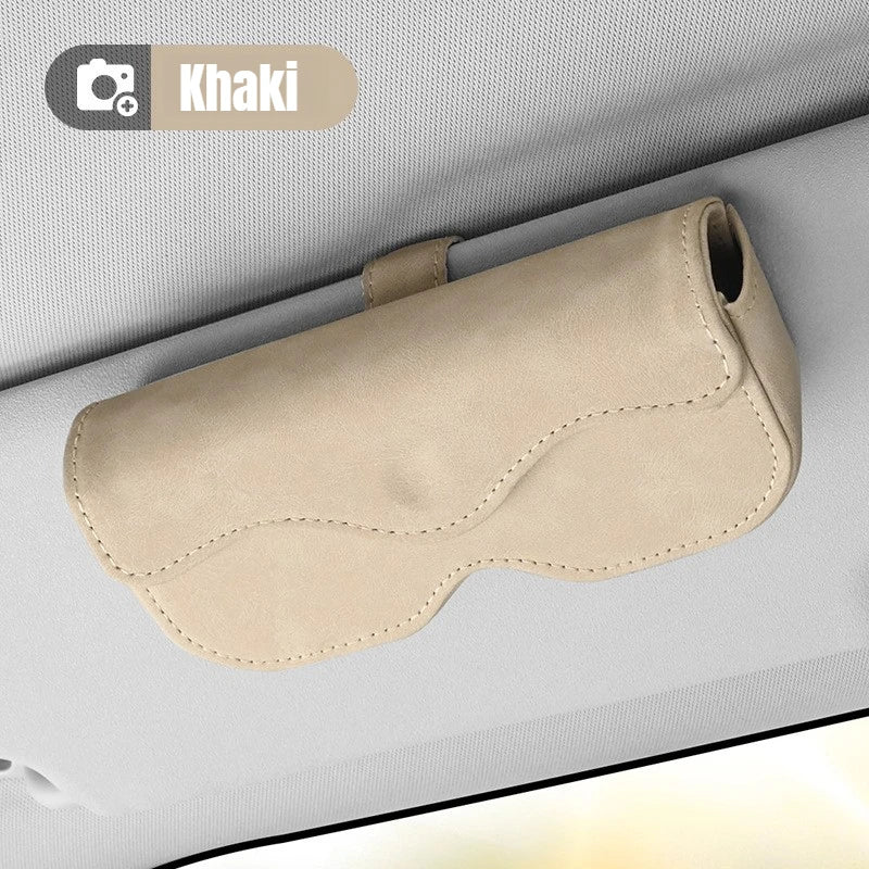 Suede Leather Car Eyeglass Case Automatic Closing Non-slip Auto Sun Visor Glasses Holder Magnetic Multi-functional Eyewear Clips