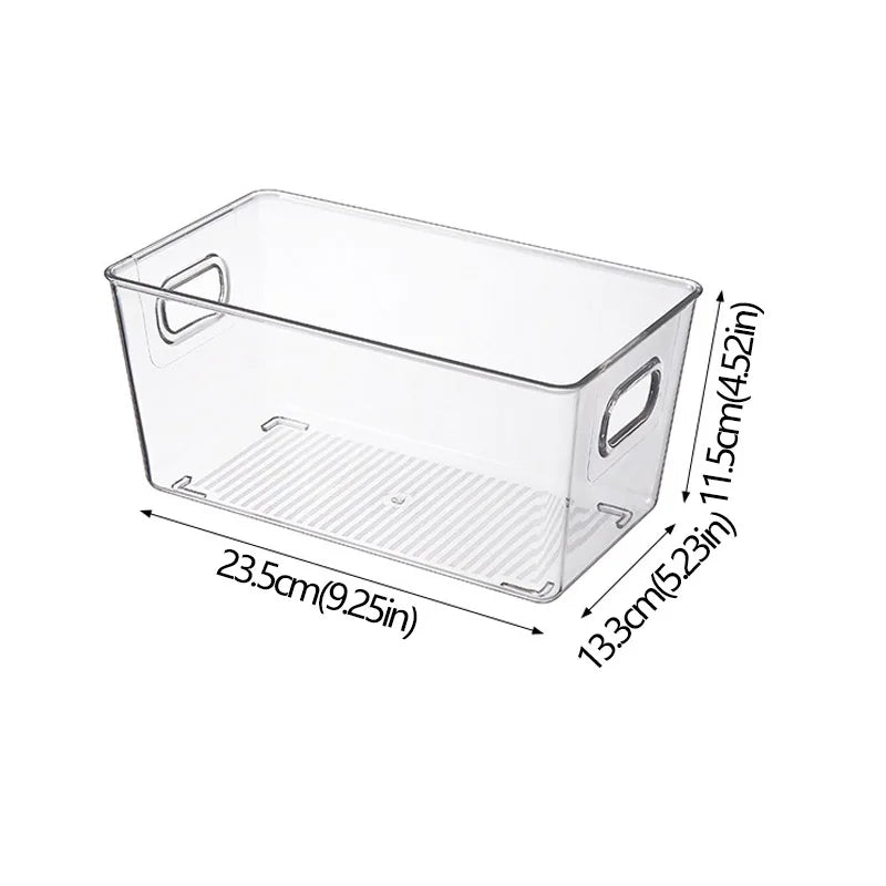 Refrigerator Organizer Bins Stackable Fridge Food Storage Box With Handle Clear Plastic Pantry Freezer Organizer Tool
