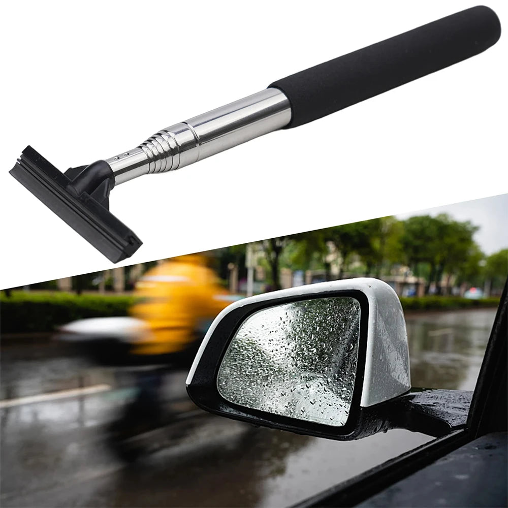 Portable Rainy Glass Window Cleaning Tool Wiper Extendable Handle Car Side Mirror Squeegee Telescopic Rearview Mirror Squeegee