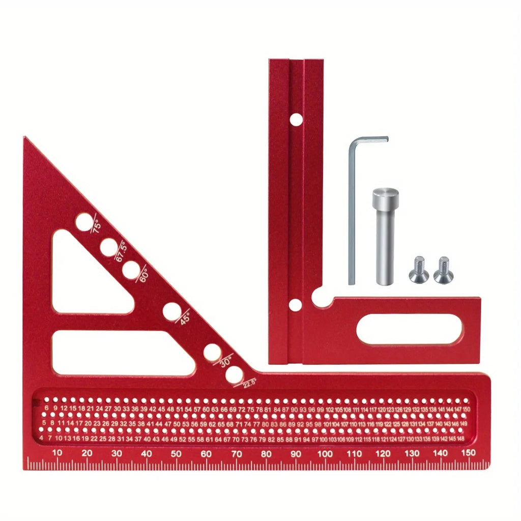 3D Measuring Ruler Aluminum Alloy Woodworking Square Protractors Triangle Layout Measuring Tool Multipurpose Measuring Ruler