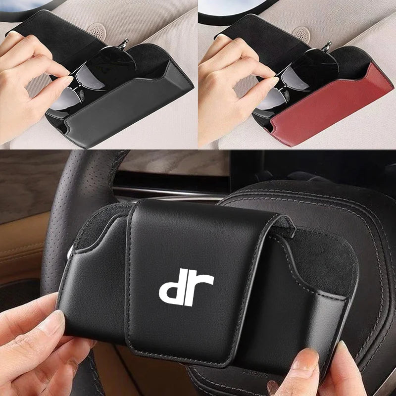 Car Sun Visor Leather Auto Sunglasses Clip Glasses Holder case Storage for DR Motors 1.0 EV 3.0 4.0 5.0 DR3 DR1 DR2 accessories