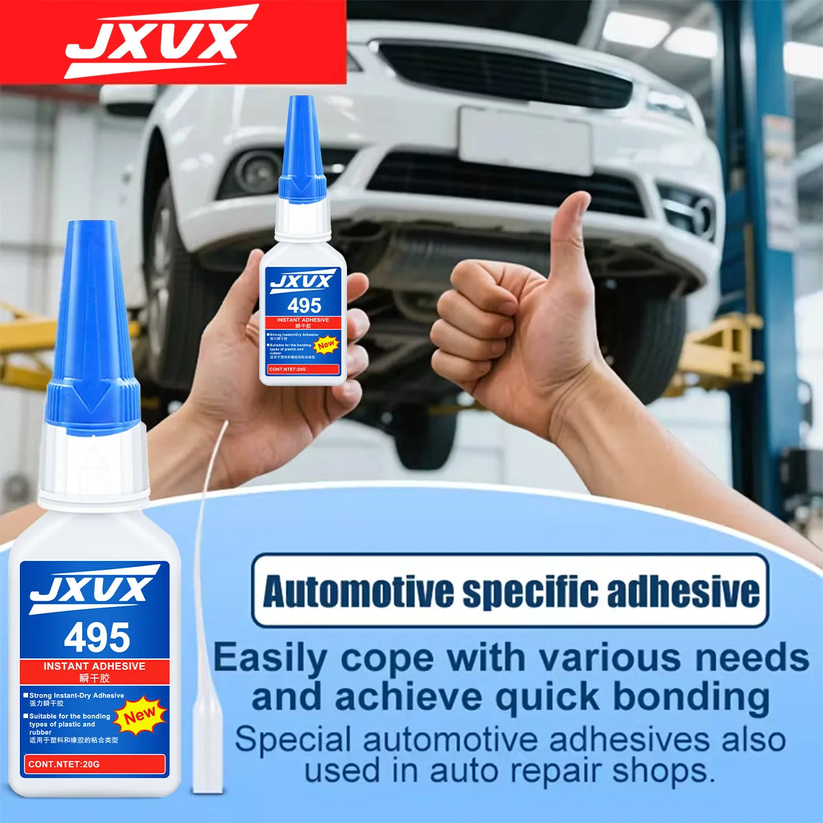 Value Pack High-Tack 495/480 Super Strength Flexible Adhesive Fast-Curing Cyanoacrylate Glue Multi-Purpose Liquid Adhesive for Auto Repair, Rubber, Plastic, and Wood 110ml, 1-5 pcs.