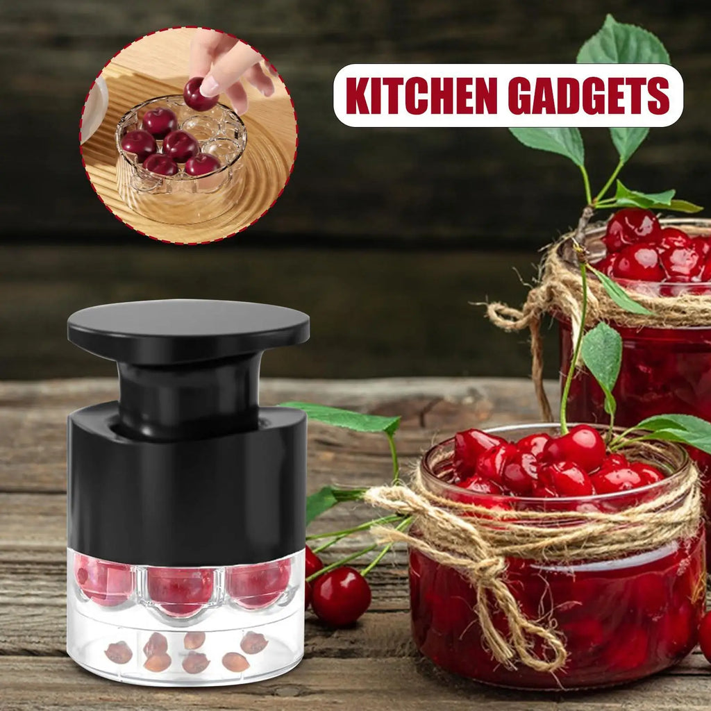 Easy-Press Cherry Pitter with 7 Holes Olive Seed Squeeze Tool Stoner Remover Kitchen Corer Aid for Dessert Jam Hawthorn Juice