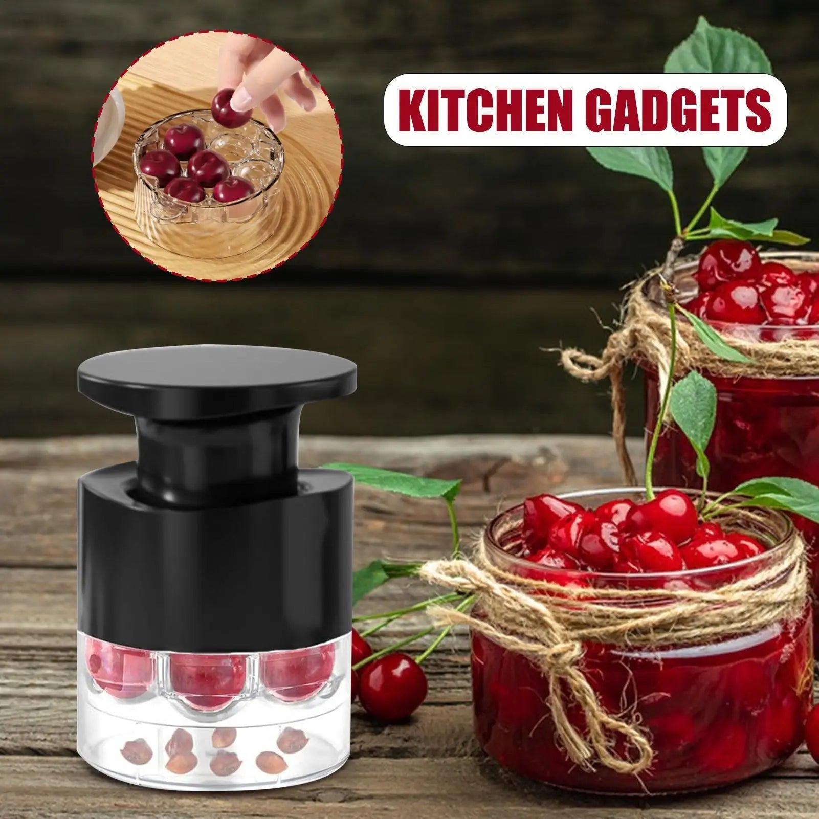 Easy-Press Cherry Pitter with 7 Holes Olive Seed Squeeze Tool Stoner Remover Kitchen Corer Aid for Dessert Jam Hawthorn Juice