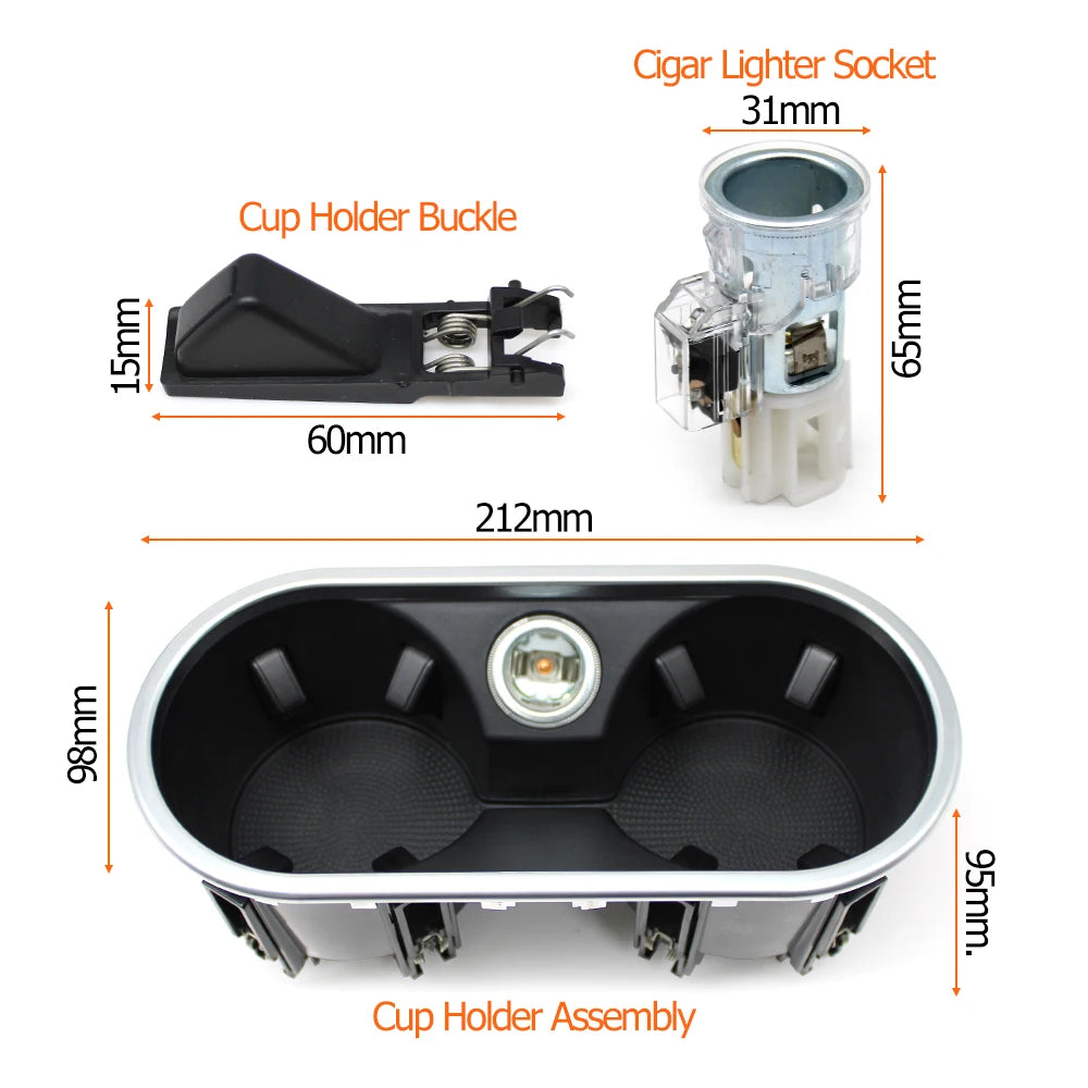 Car Center Console Water Cup Holder Assembly Drink Holder Buckle Cigarette Lighter For Porsche Cayenne 7P5 958 92A 2011-2017