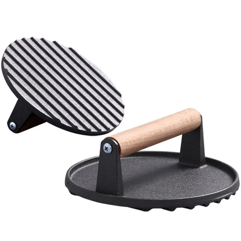 1Pcs Cast iron Steak Burger Press Round Rectangular Heavy-Duty Meat Press With Handle For Flat Top Grill Food BBQ Cooking Tool
