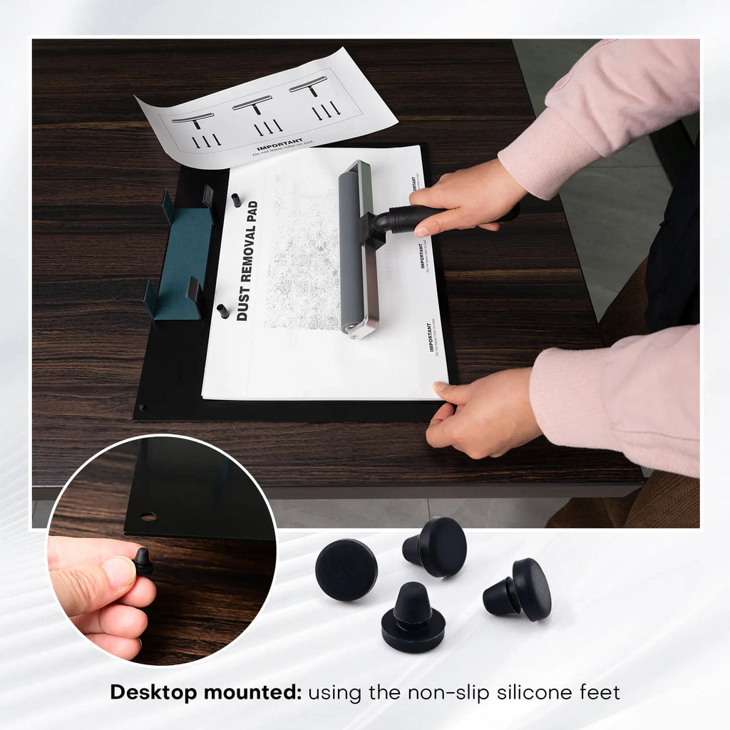 EHDIS Multi-Purpose Silicone Roller Dusting Removal Tool Set Anti-Static Rolling Squeegee With Lint Cleaning Sticky Pad & Holder