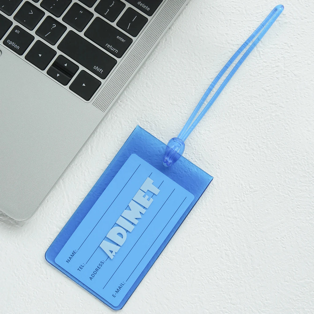 Custom Name Luggage Tag Personalized Name Fluorescent Pvc Luggage Tag Waterproof Transparent Suitcase Id Tag with Name Card