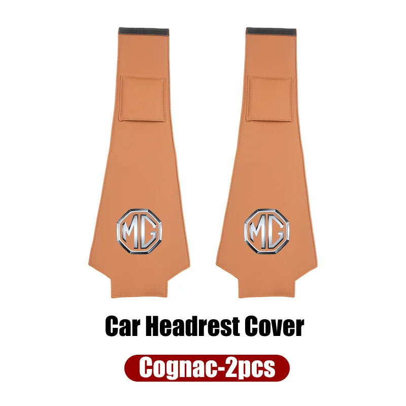 Car Headrest Storage Cover Leather Neck Pillowcase For Morris Garages MG 6 3 5 7 TF ZR ZS HS GS GT Hector RX5 RX8 350 550 Gundam