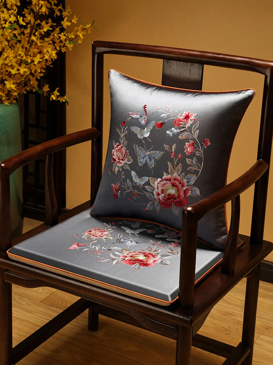New Chinese-style Foam Chair Cushions Rosewood Sofa Cushion Cover Home Sponge Seat Cushions Embroidered Anti-slip Chair Cushions