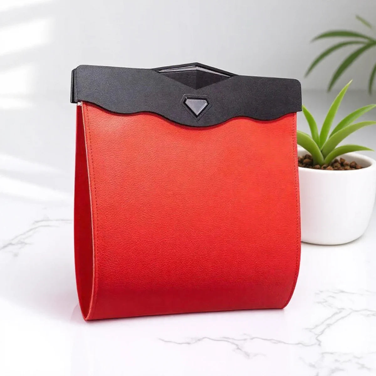 LED Car Garbage Bag Waterproof Magnetic Adsorption Trash Can Back Seat Hanging Leather Storage Pocket Leak-proof