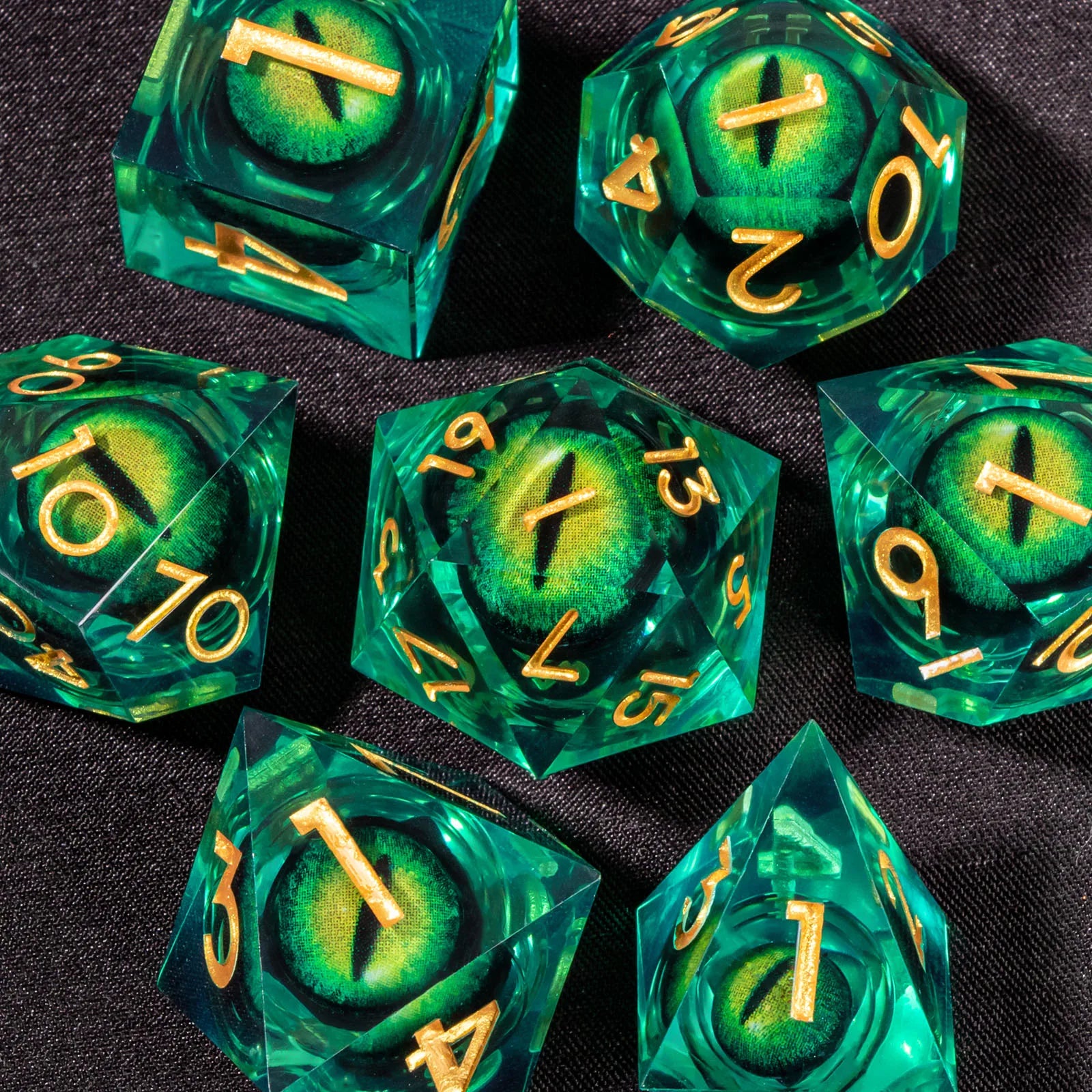 DND Liquid Core Dice Set D&D, Sharp Edge Resin Dungeon and Dragon Dice, Role Playing RPG D and D Dice D20 D12 D10 D8 D6 D4