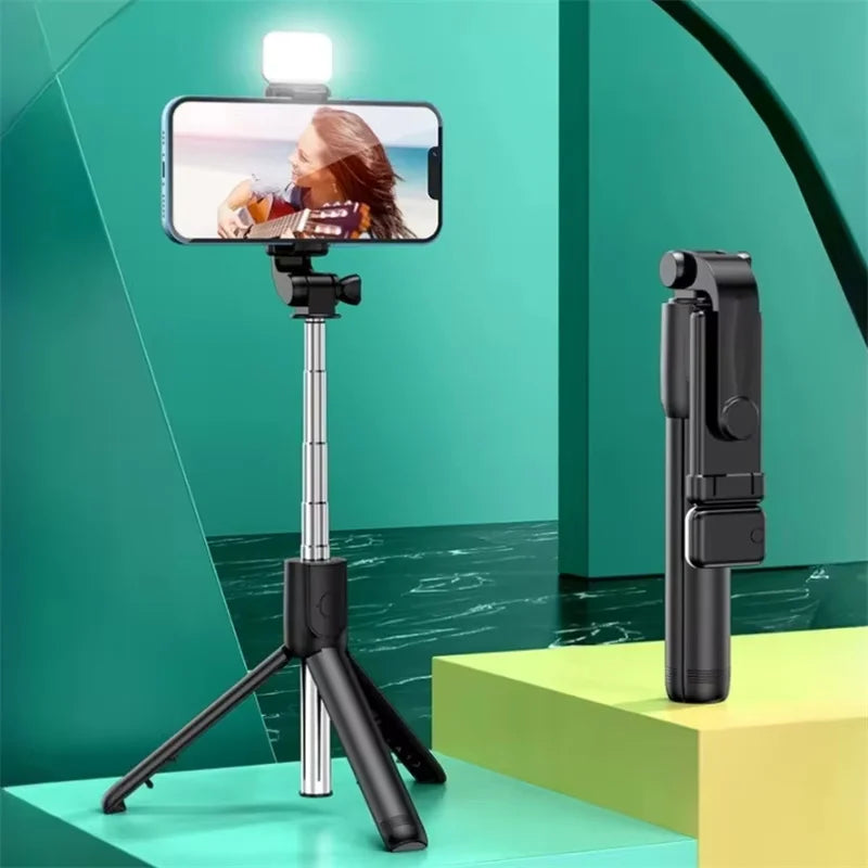 FANGTUOSI Phone Selfie Stick Tripod Bluetooth Remote Wireless Selfi Stick Phone Holder With Beauty LED Fill Light