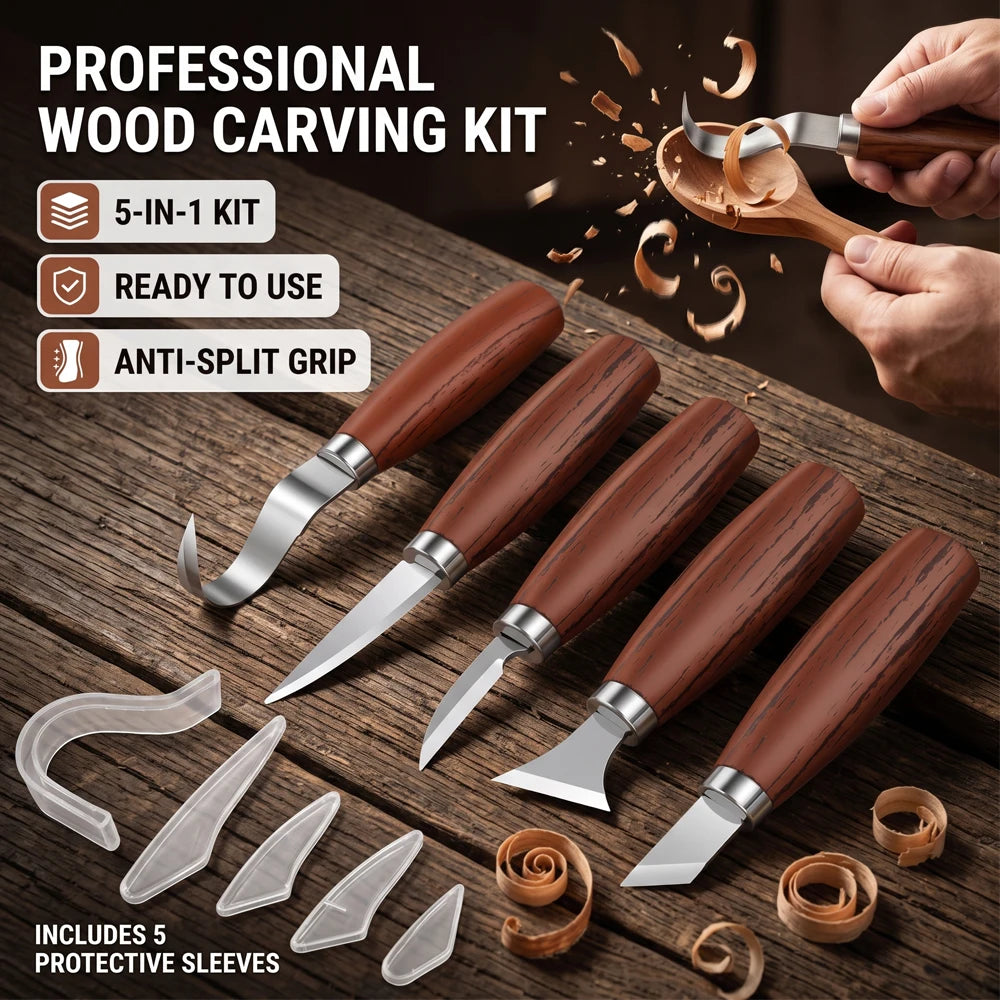 Wood Carving Tools Knife Kit for Whittling Spoon Ergonomic Carving Chisel Set Sharp Whittling Knife for Beginners Woodworking