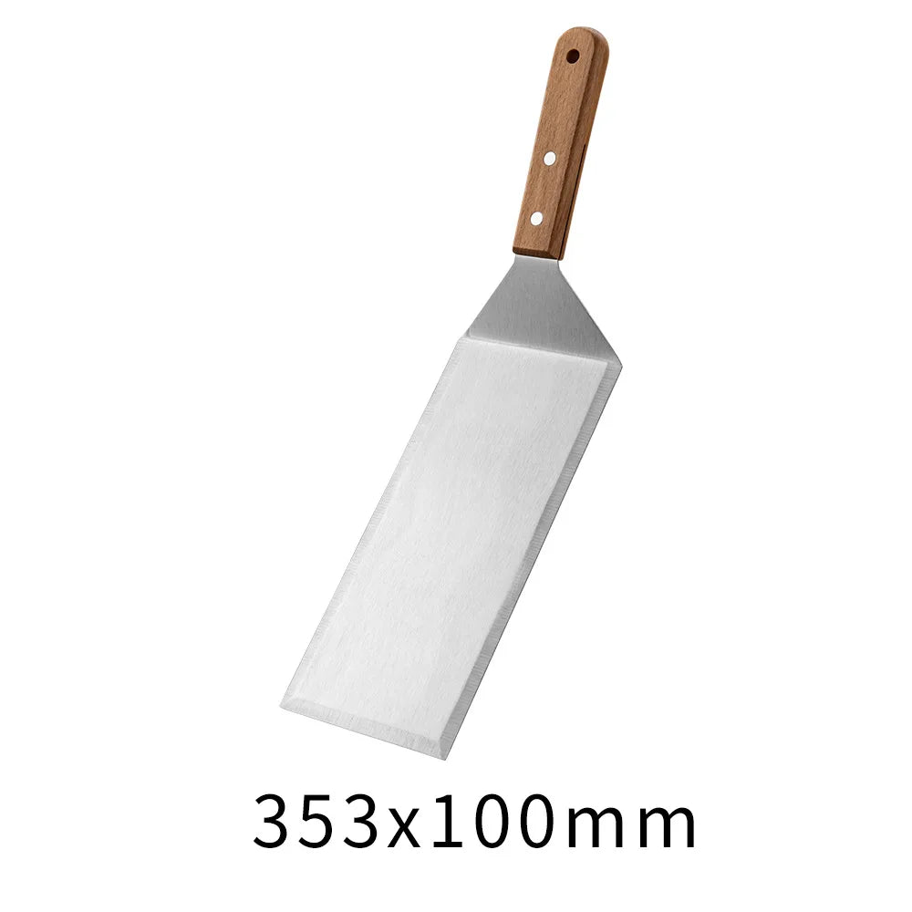 Outdoor Griddle Spatula Stainless Steel Grill Spatula Scraper Flat Spatula Pancake Flipper Hamburger Turner For Grilling JT596
