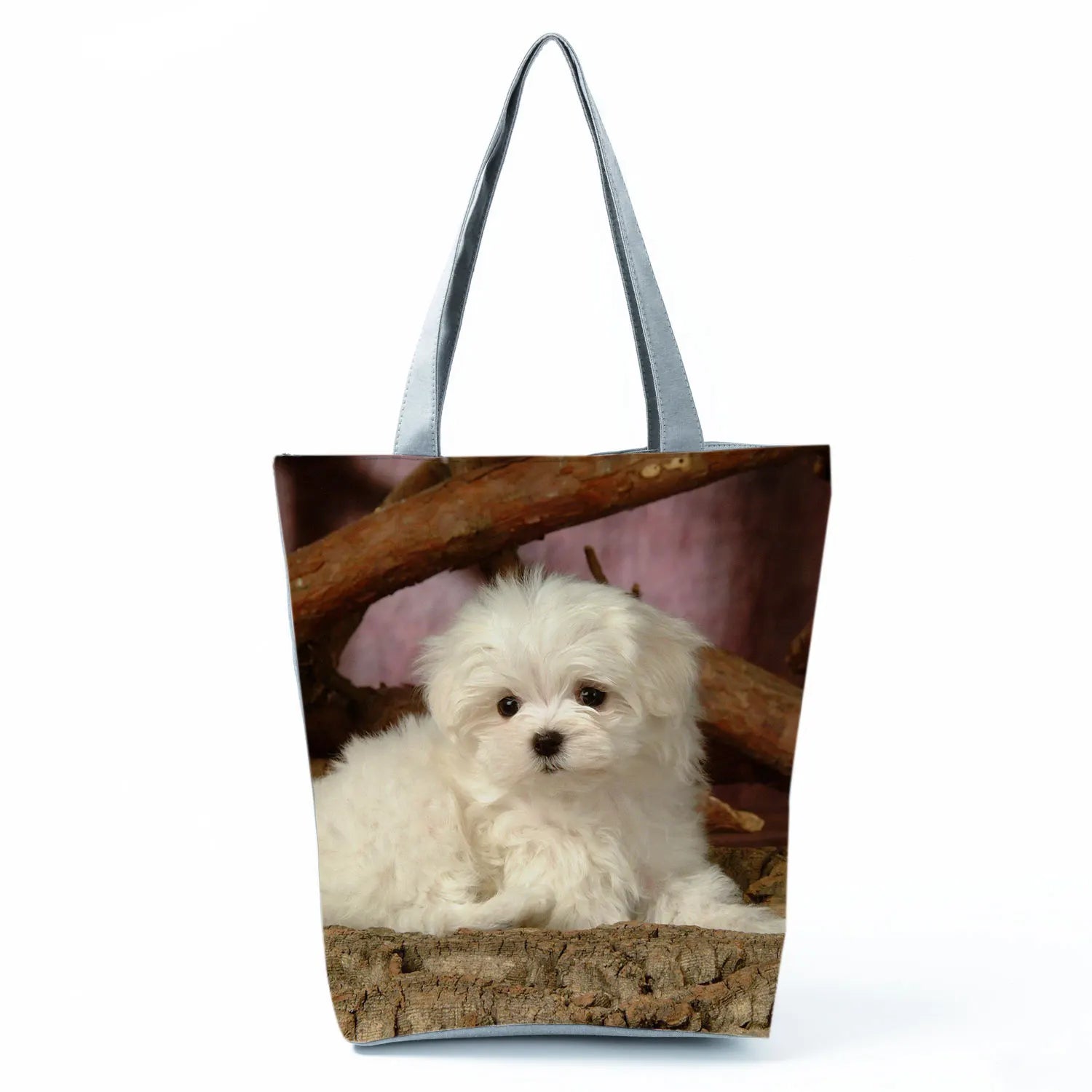 Cute Maltese Dogs Print Handbags Casual Women Shopping Bag Large Capacity Foldable Shoulder Bags Eco Reusable Travel Beach Totes