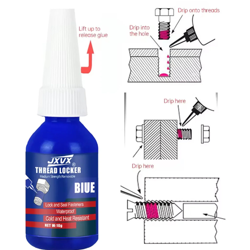 Lock Tight Thread Blue Thread Locking Agent, Medium Strength Blue Anaerobic Adhesive for Fixing Screws and Nuts, Anti-Loosening,