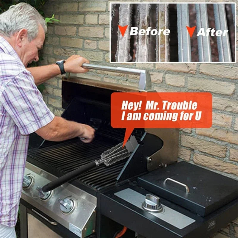 Grill Brush Clean Tool Grill Accessories Stainless Steel Bristles Non-stick BBQ Cleaning Brushes Barbecue Accessories