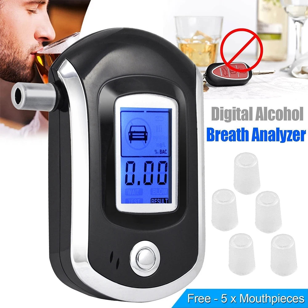 1pcs Handheld Digital Alcohol Detector Breathalyzer Mini Professional Alcotest LCD Screen Safety Alcohol Breath Tester Display