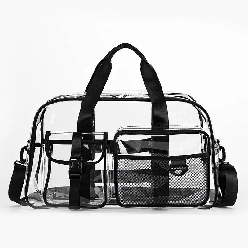 Spacious Clear Pvc Carry Large Capacity Portable Handbag Suitable Gym Beach Outdoor Sport Daily Travel Storage Organizing Use