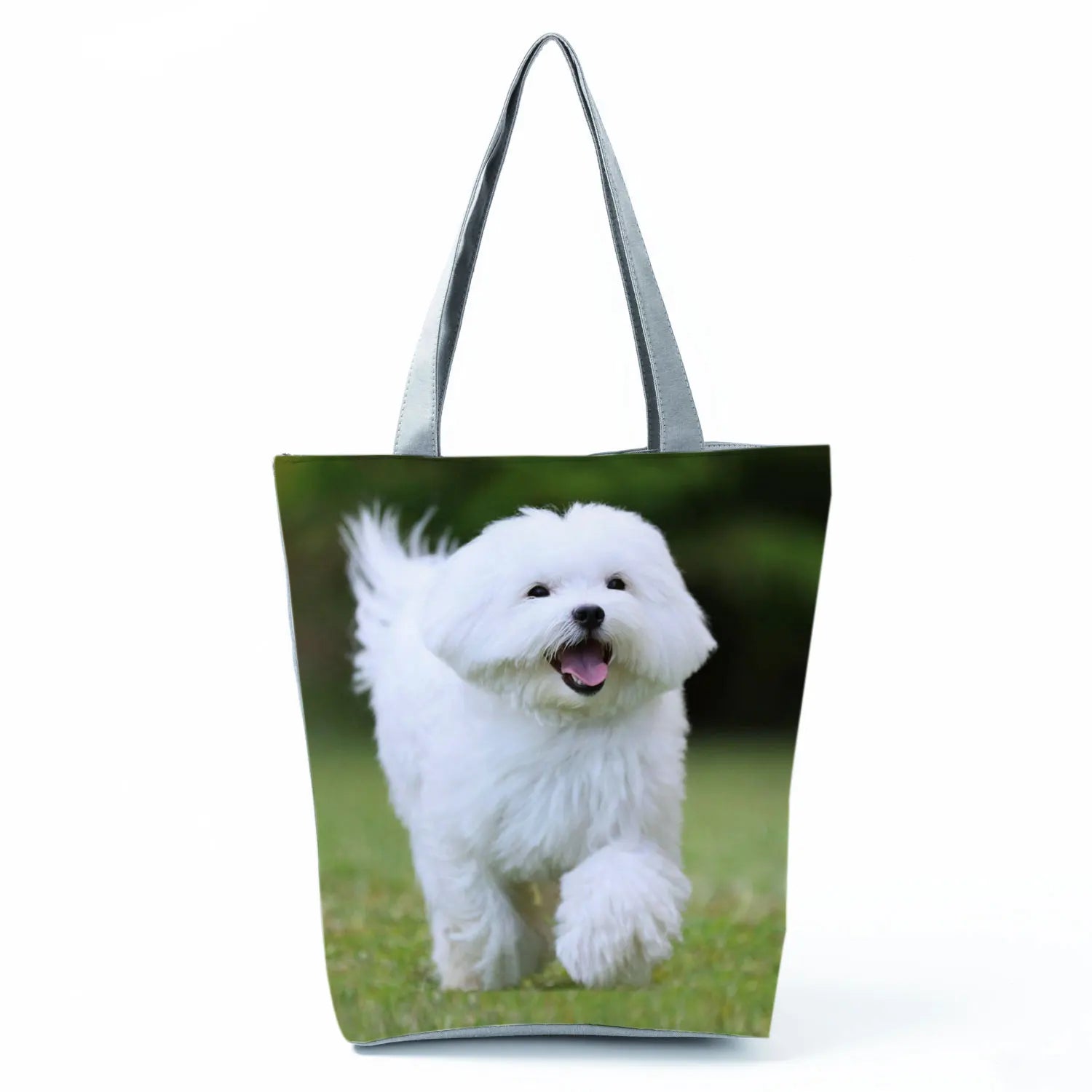 Cute Maltese Dogs Print Handbags Casual Women Shopping Bag Large Capacity Foldable Shoulder Bags Eco Reusable Travel Beach Totes