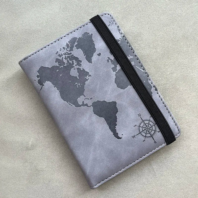 Rfid Blocking Personalised Passport Cover World Map Compass with Elastic Band Travel Essentials Passport Holder