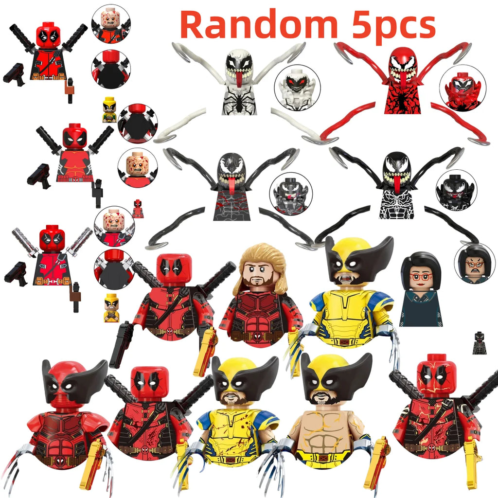 Blind Box Mini Building Blocks TV6203 Figures Big Goblin Spiderman Iron Man Venom Captain Hawk Deadpool Armor Christmas Gift Toy