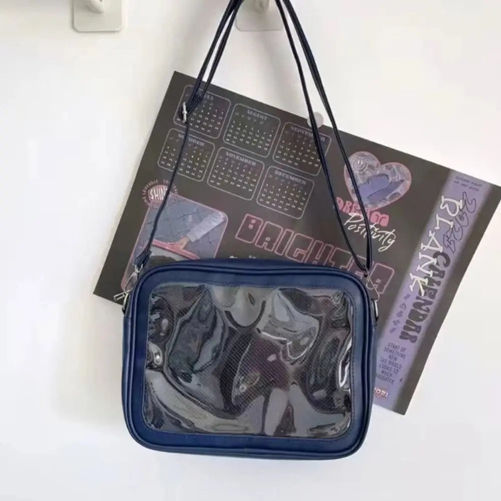 Multifunction Zipper Bag Solid Color Itabag PU Cotton Bag Transparent Bags Wallet Storage Bag Shoulder Bag Travel