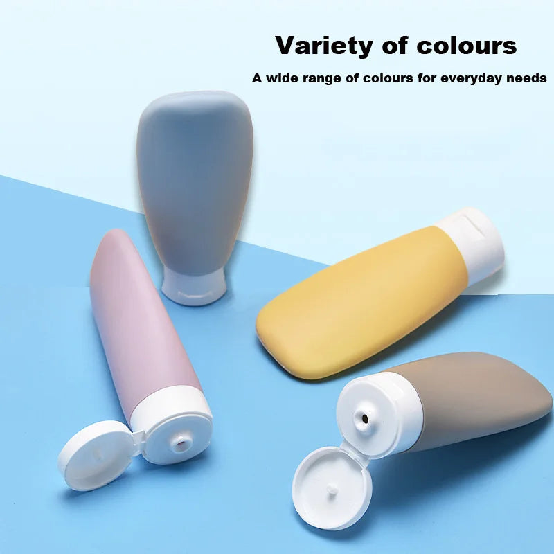3/4Pcs Refillable Soft Silicone Travel Bottle Set 60ml Lotion Shampoo Squeeze Tube Container Mini Cosmetics Empty Bottle