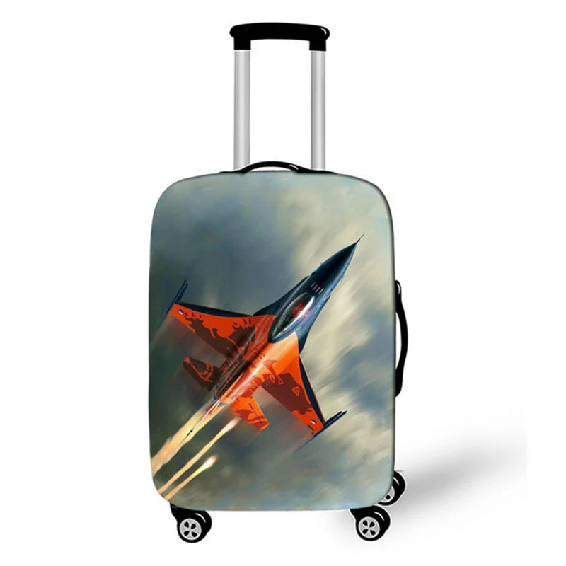 3D Aircraft Travel Suitcase Cover Elastic Fabric Luggage Protective Cover 18-32 Inch Thicken Trolley Case Cover Travel Accessory