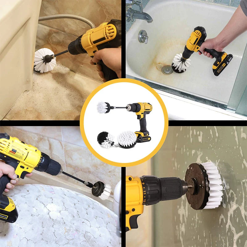 2/3.5/4/5'' Brush Car Polisher Bathroom Cleaning Kit Power Scrubber Brush Attachment Set  with Extender Kitchen Cleaning Tools