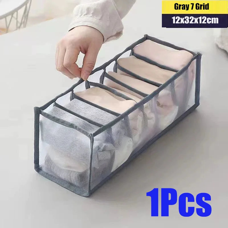Underwear Drawer Organizer Storage Box Gruds Foldable Closet Organizers Trancparent Mesh Drawer Divider For Underpants Socks Bra