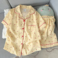 Women's Summer Thin Pajamas with g Pattern, Short-Sleeved Shorts, Sweet and Cute, Can Be Worn Outside in Summer, Two-Piece Home Wear Set