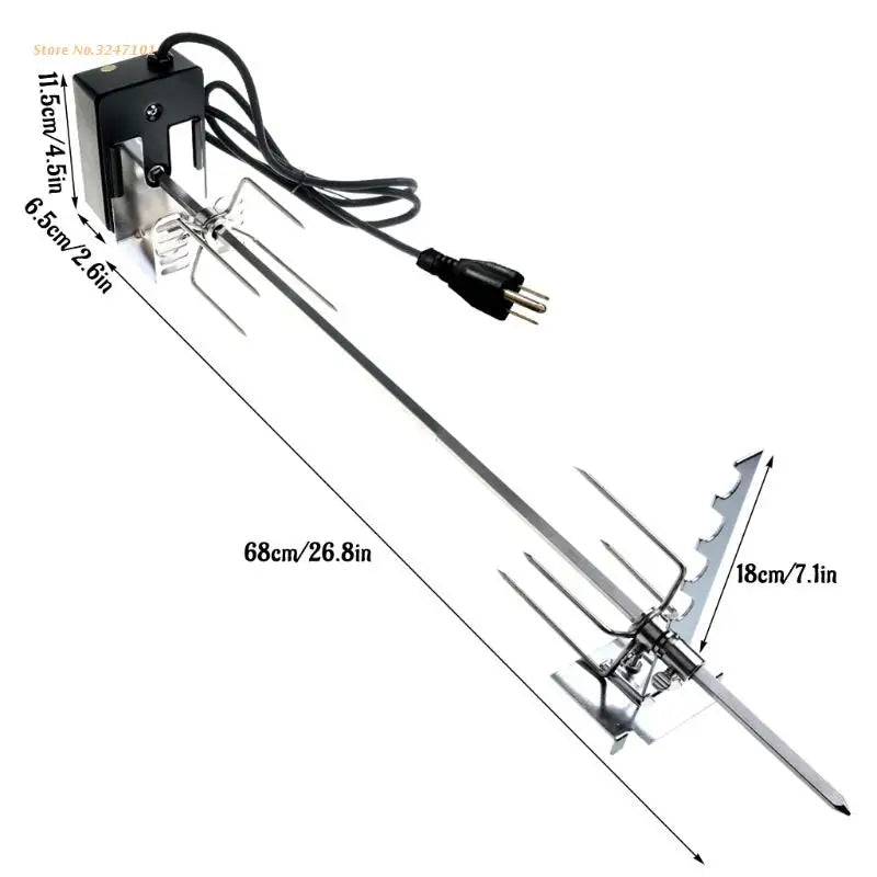 Universal Automatic Grill Rotisserie with 4W Electric Motor Spit Rod Fork Dropship