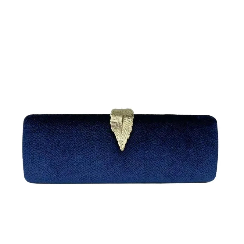 Elegant Ladies' Purple Evenin Clutch Luxury Emerald Serpentine Purse Vintage Leaf Buckle Velvet Wedding Party Dress Handbag
