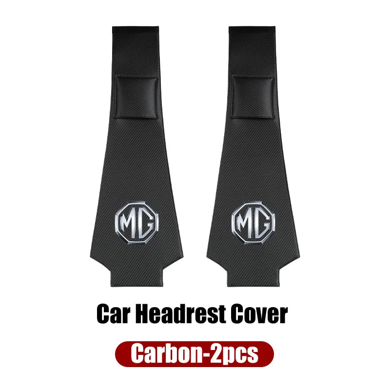 Car Headrest Storage Cover Leather Neck Pillowcase For Morris Garages MG 6 3 5 7 TF ZR ZS HS GS GT Hector RX5 RX8 350 550 Gundam